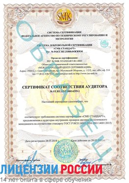 Образец сертификата соответствия аудитора №ST.RU.EXP.00014299-1 Казлук Сертификат ISO 14001